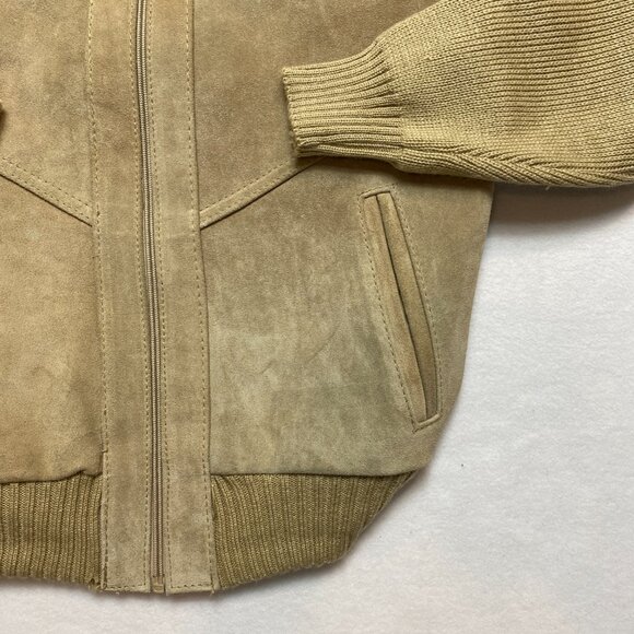 Vintage Alan Stuart  Cowhide Jacket Mens S Tan Bomber Suede Full Zip NWD - Picture 4 of 14